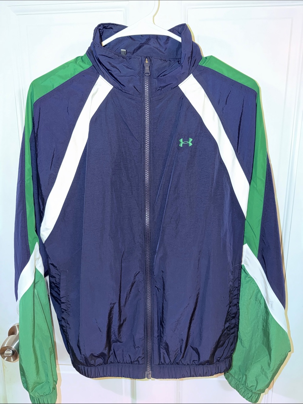 Under Armour Navy, Green & White Full-Zip Windbreaker Jacket sz XS